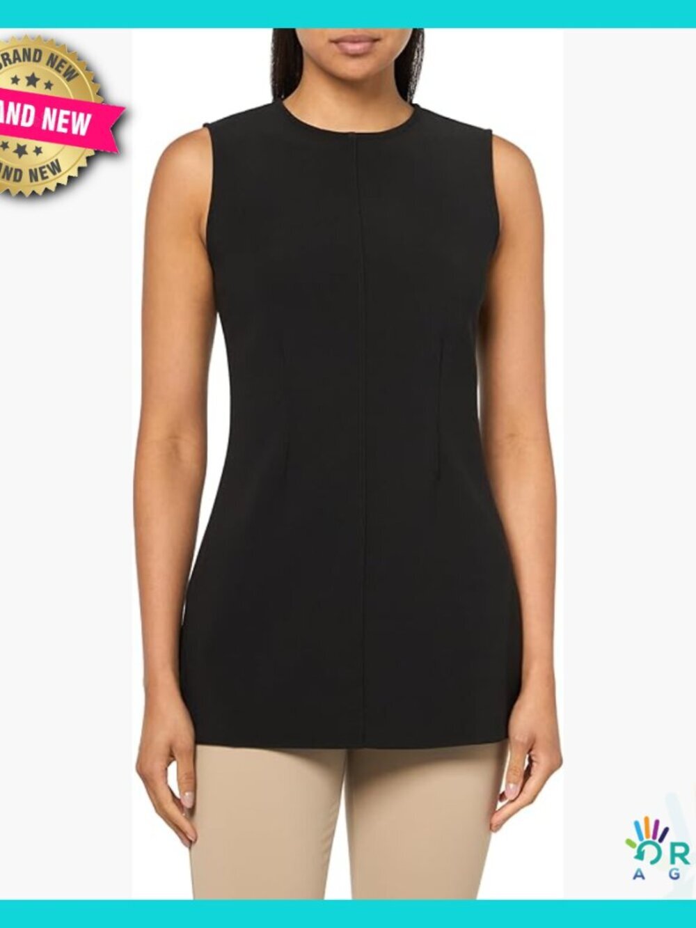Tailored Knit Tunic Sleeveless Crewneck Structured Stretch Versatile Chic